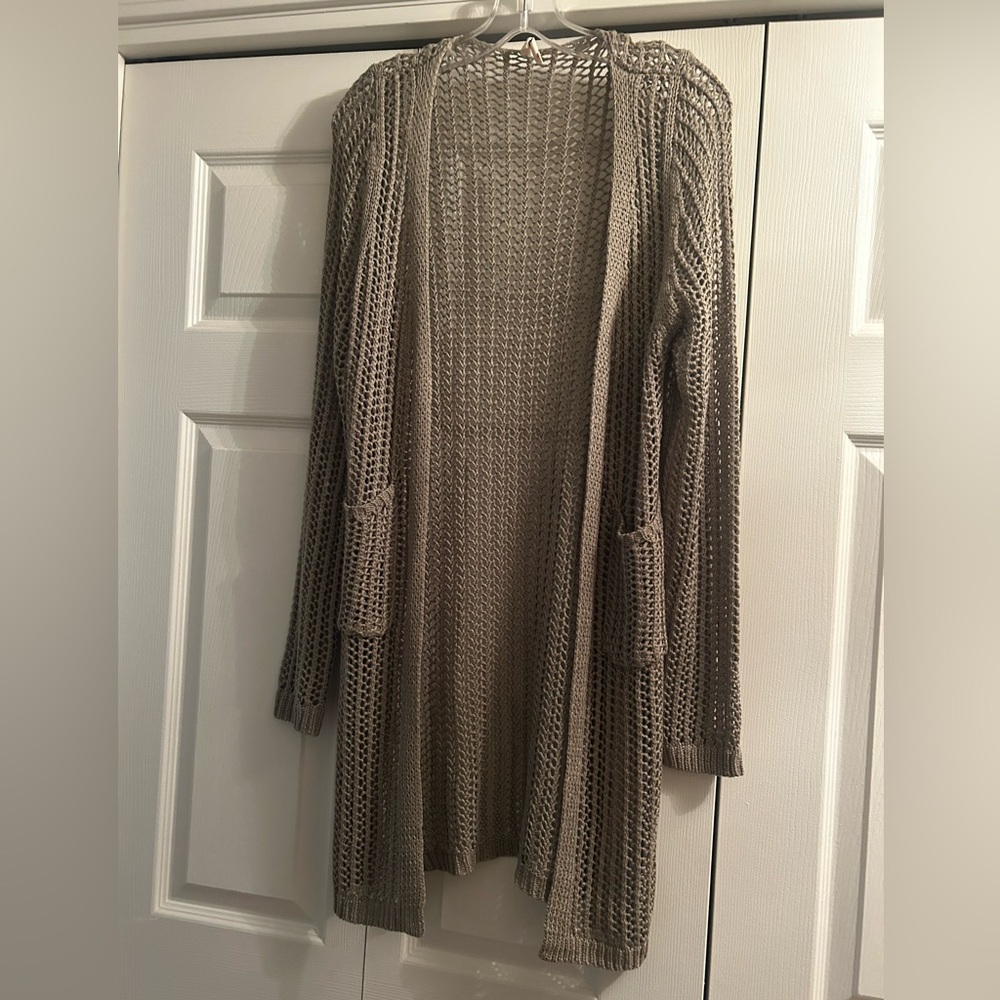 POL Women's Open Knit Cardigan - Tan